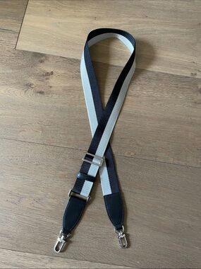 Michael Kors Black/Gray Striped Adjustable Nylon Bag Strap Silver Hardware